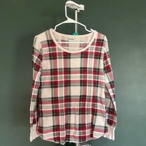 Old Navy Cream Red Navy Green Plaid Waffle Knit Pj Set